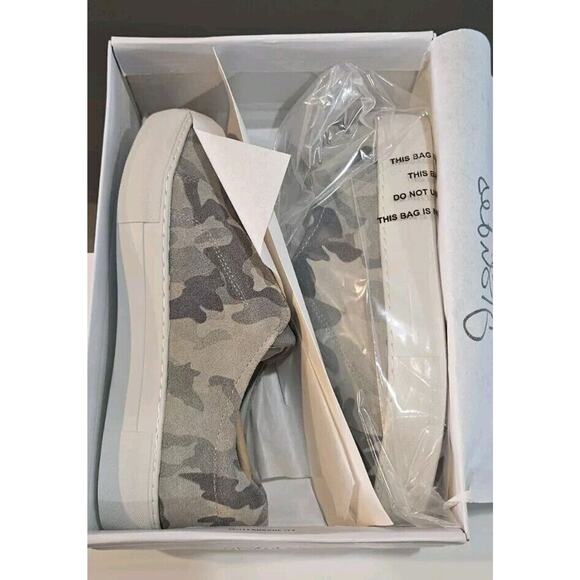 J/Slides NEW Womens 8.5M Alara1 Suede Leather Camo Grey Slip-On Sneakers - Picture 8 of 11
